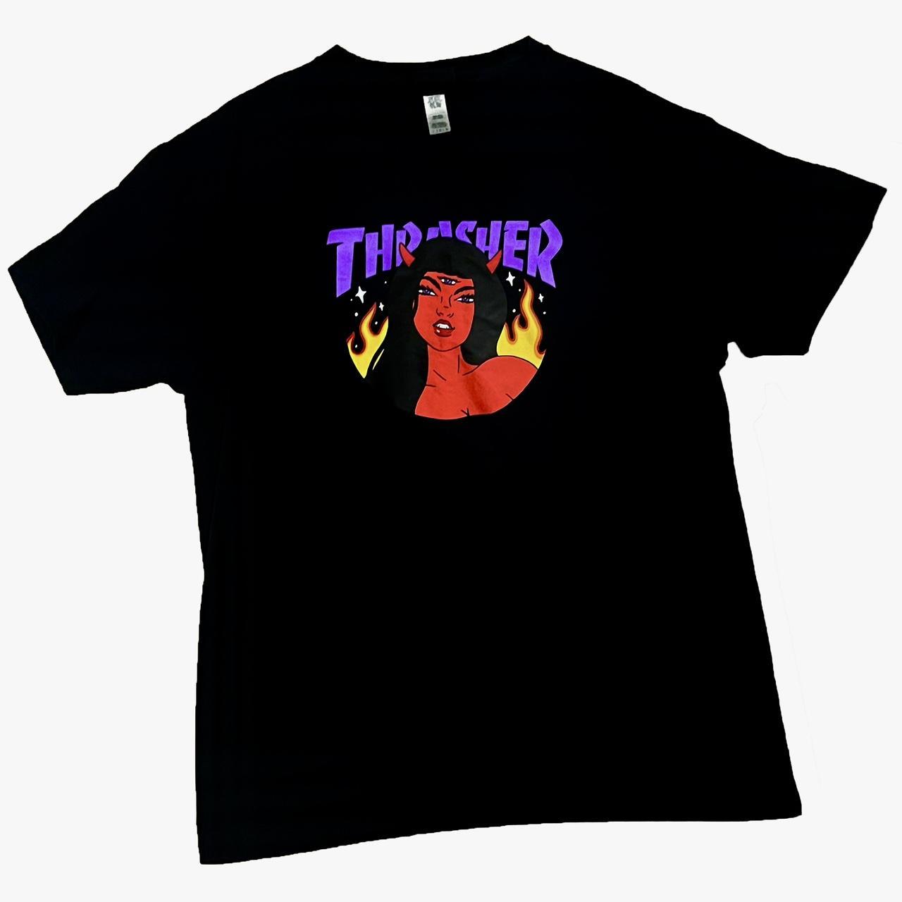 Thrasher Men's Black T-shirt | Depop