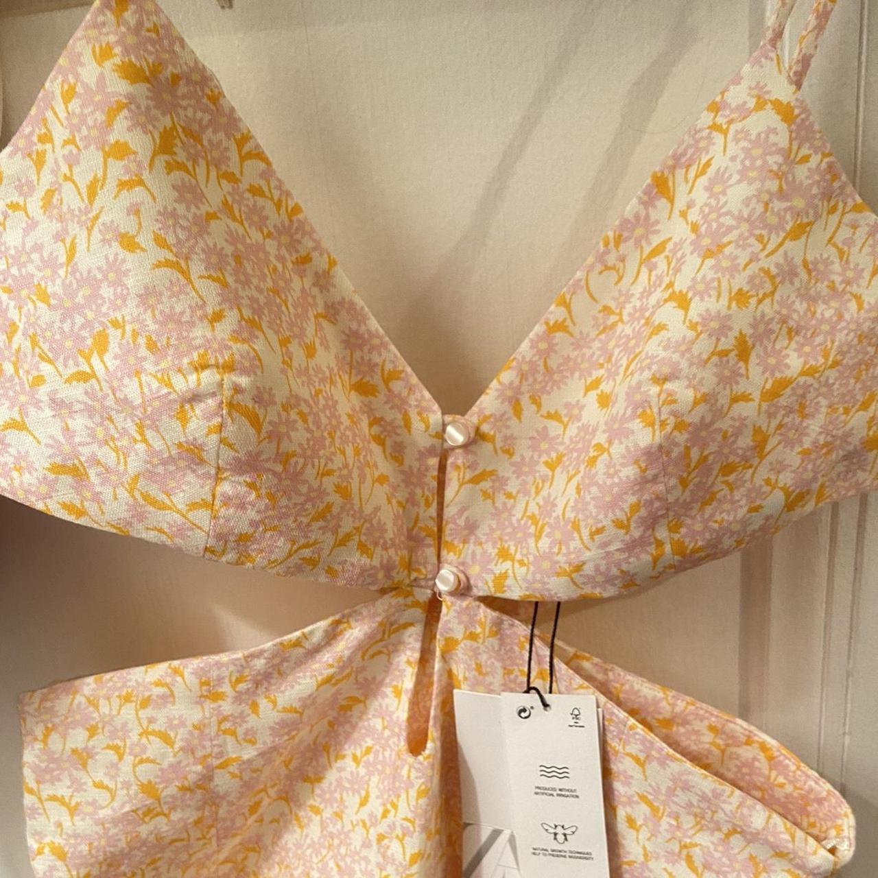 Zara Women's Pink and Orange Dress Depop