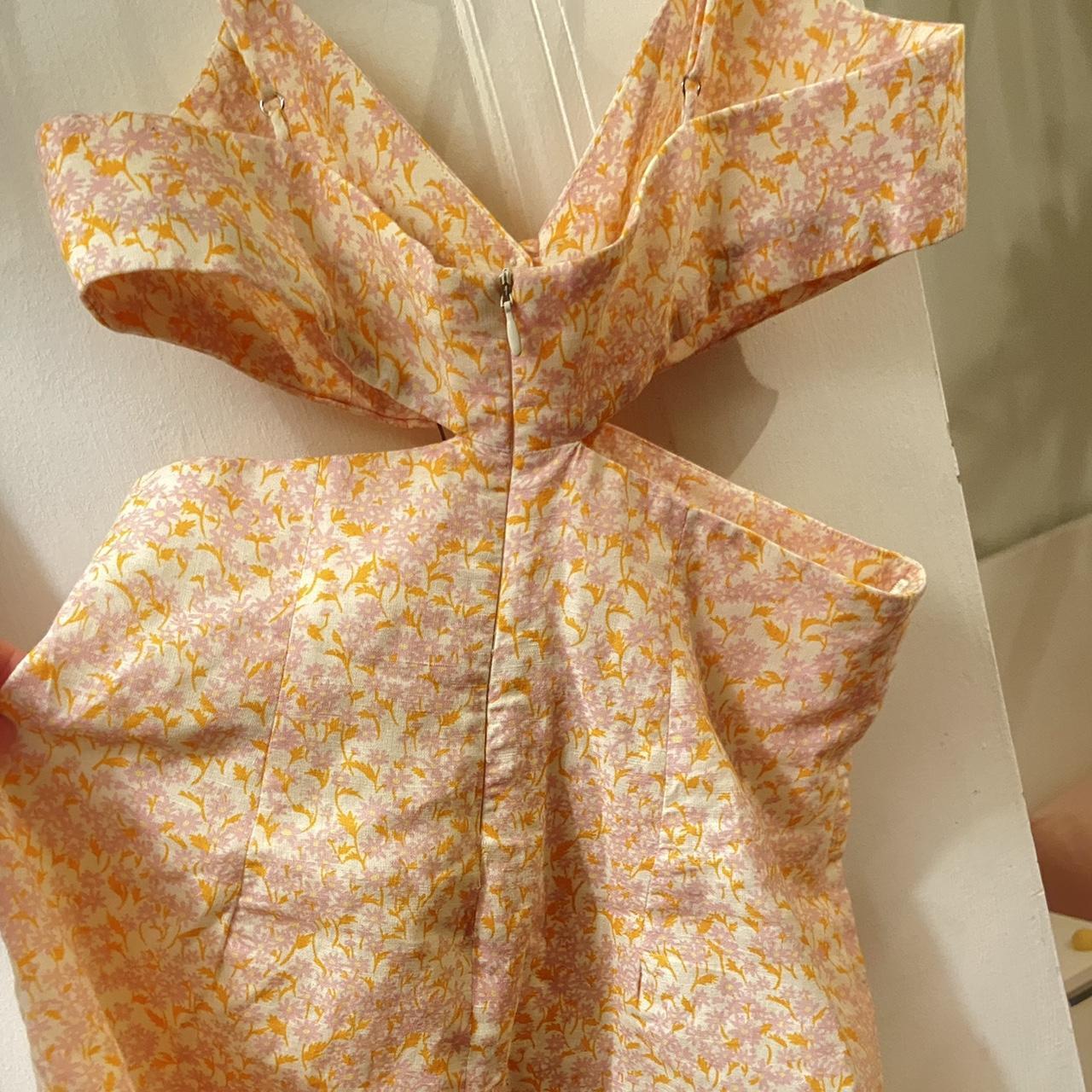 Zara Women's Pink and Orange Dress Depop