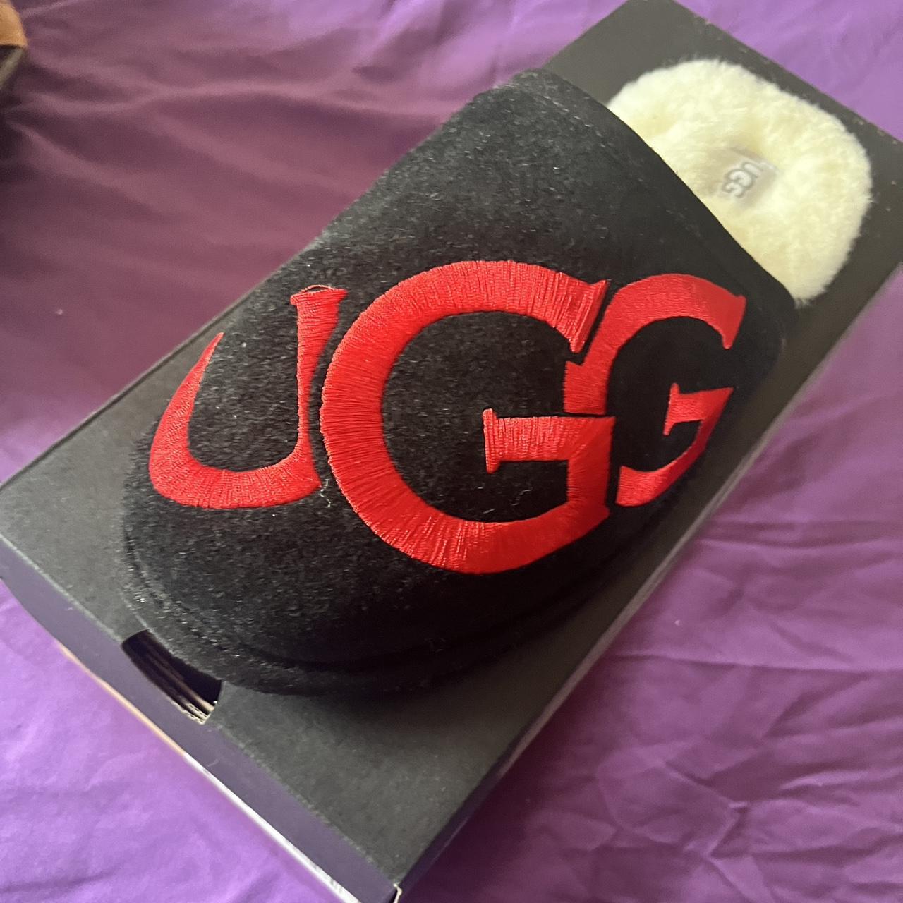 Black and red ugg slippers hotsell