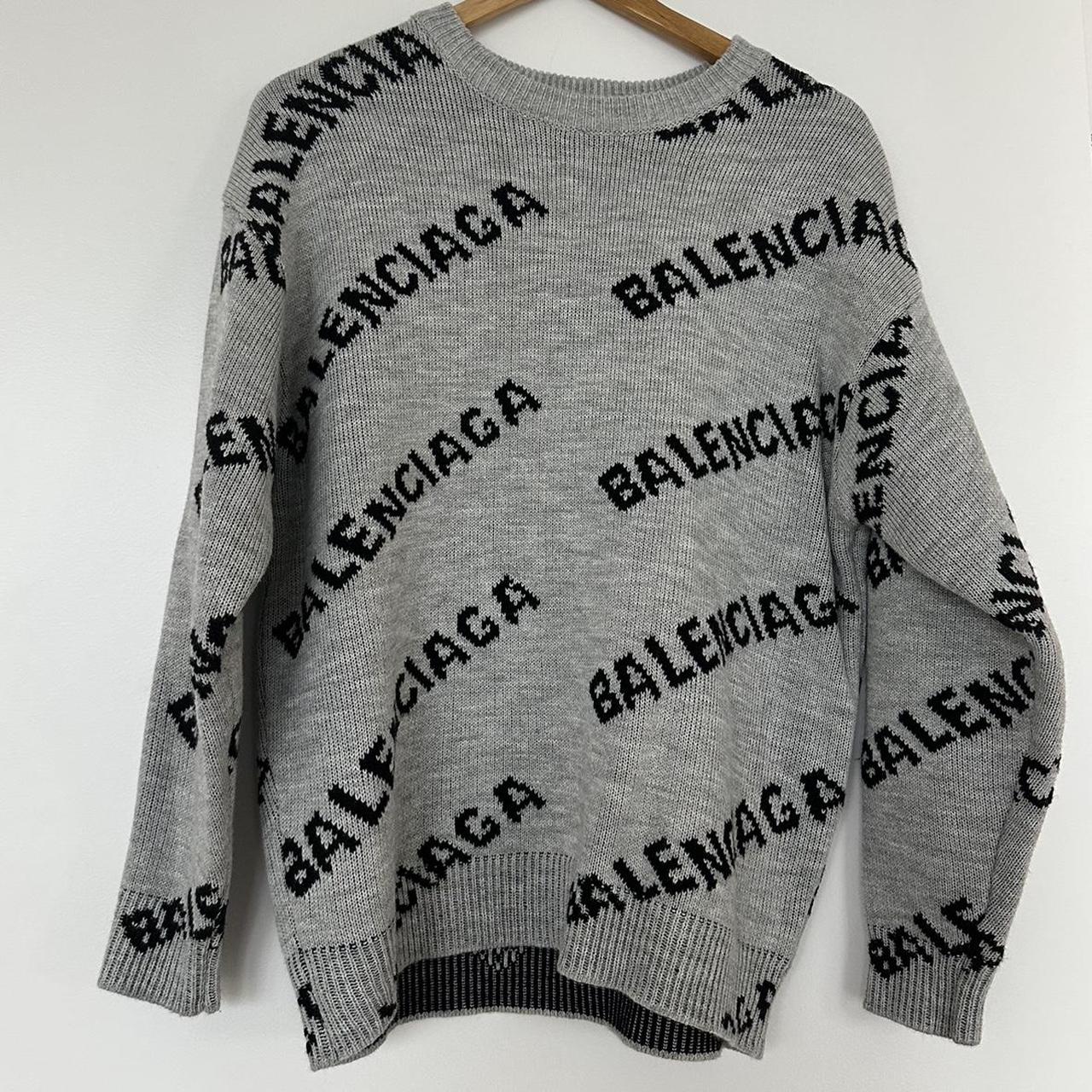 Balenciaga Women's Black and Grey Jumper | Depop