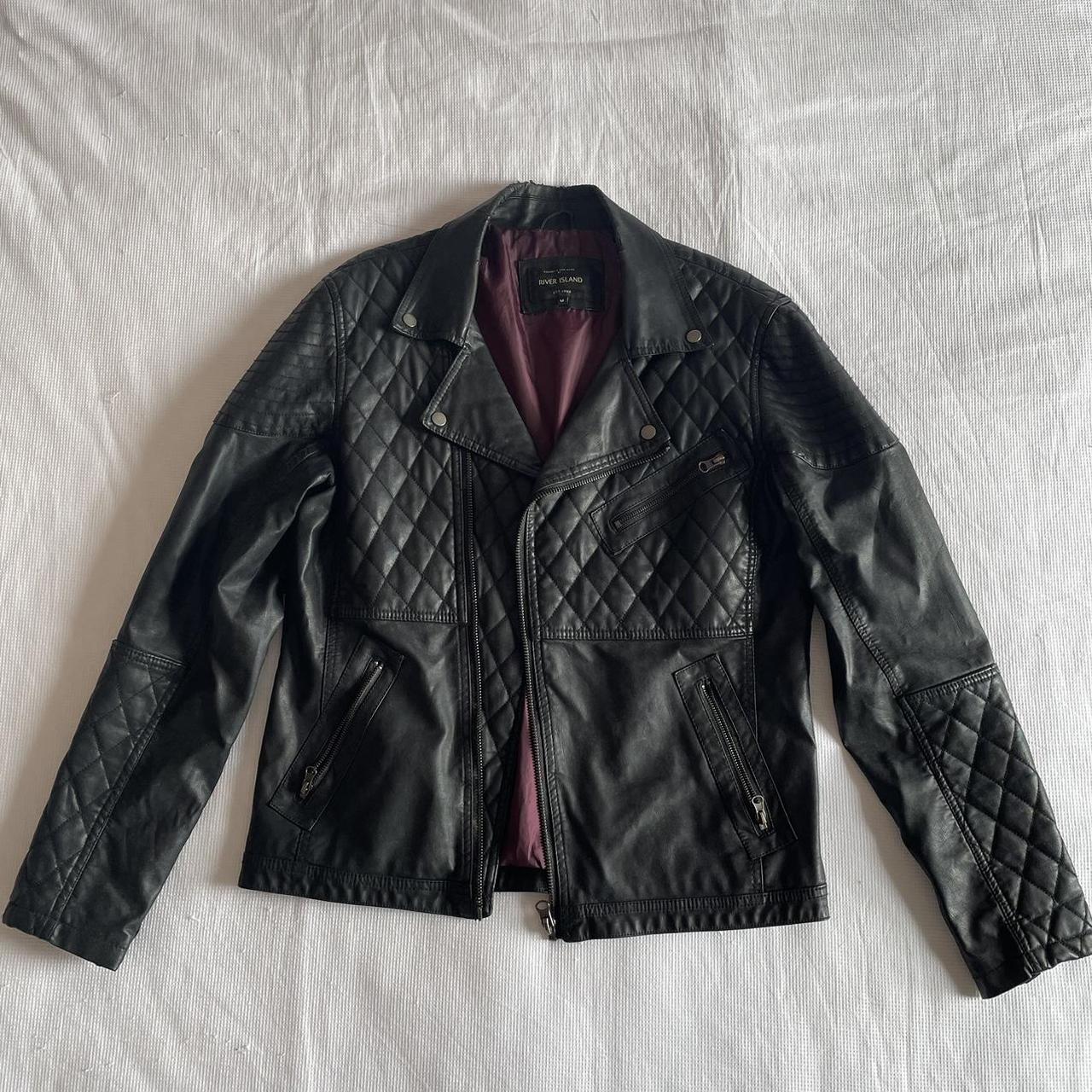 River Island Mens faux leather black jacket Size M. Depop