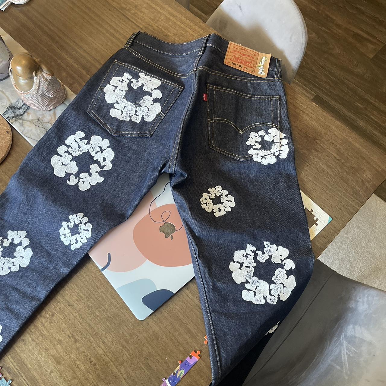 DENIM TEARS raw denim 501 jeans. Size 32x32 (worn...