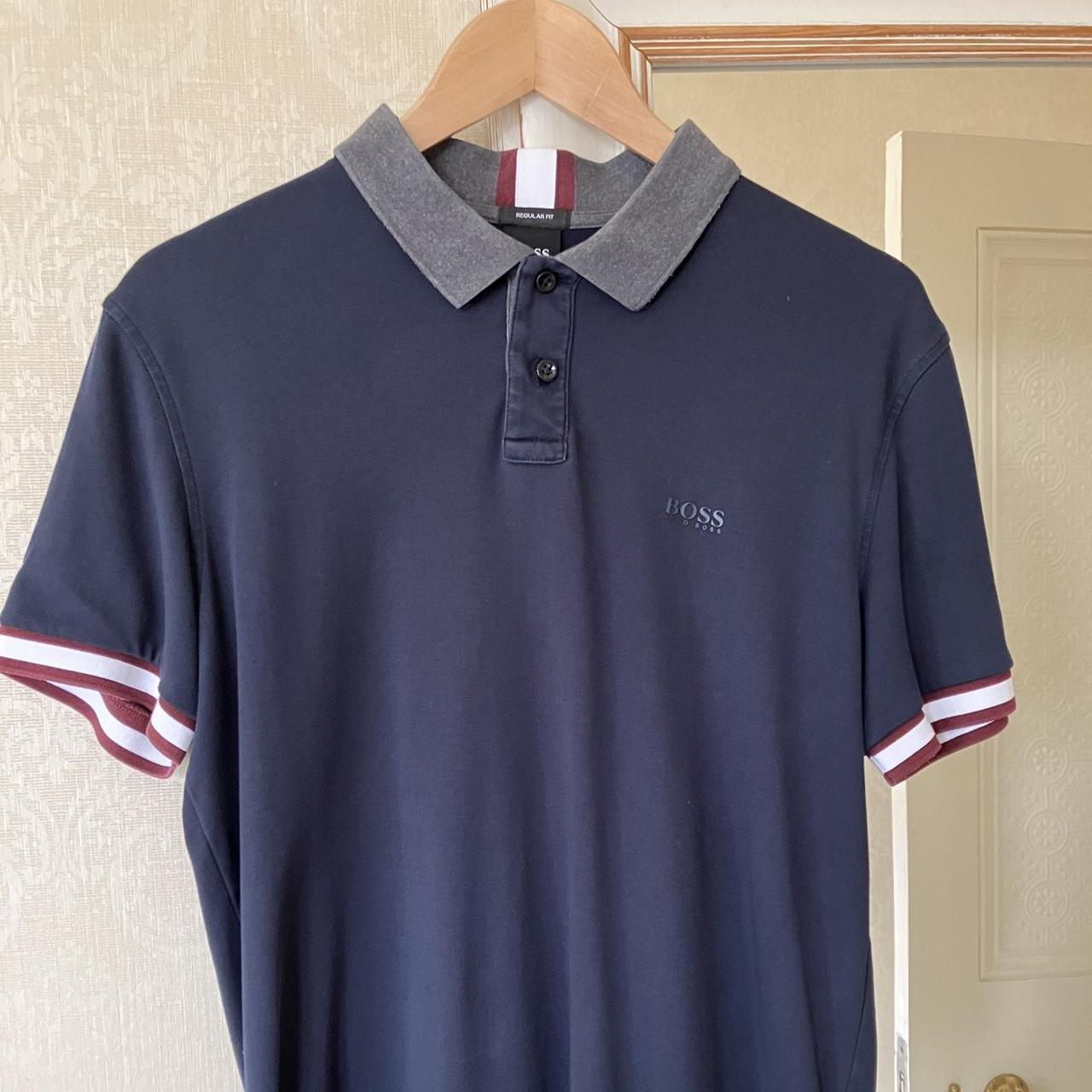 Navy Hugo Boss polo shirt Size medium, regular fit. - Depop