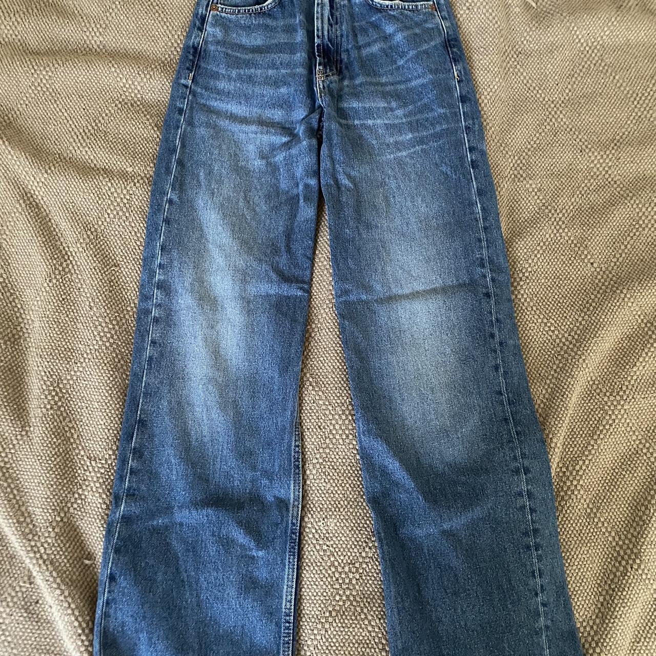 Zara high waisted jeans euro: 34 uk:6 dark wash... - Depop
