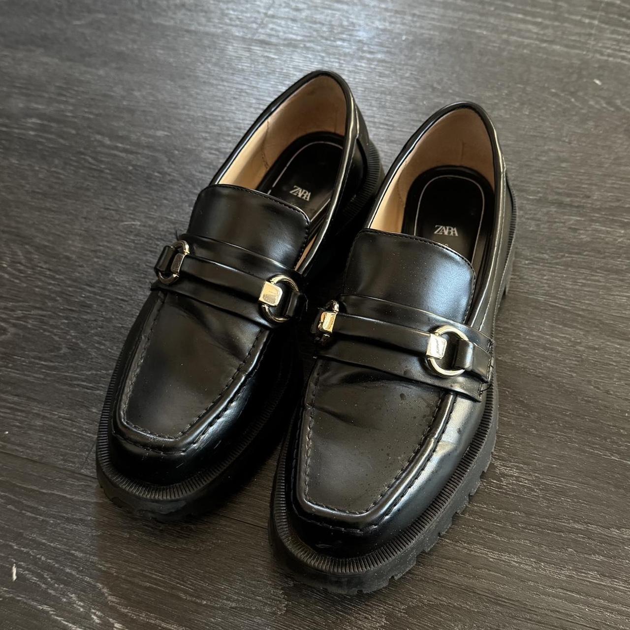 zara loafers chunky black women’s size 8 US/39... - Depop