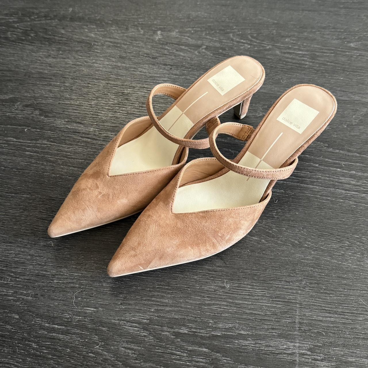 brand new dolce vita kitten heels suede nude beige... - Depop