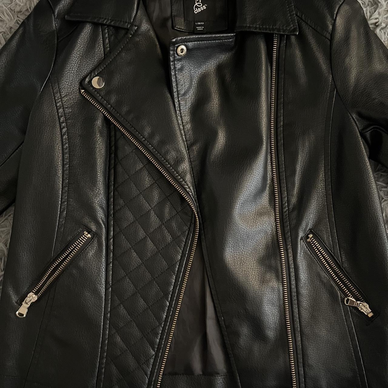 Leather jacket worn once size L (10/12) bought from... - Depop