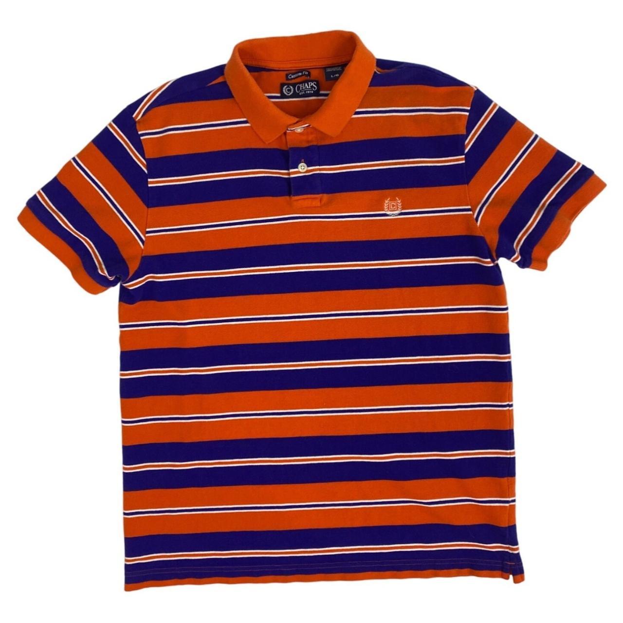 Chaps Men s Polo Shirt L Custom Fit Orange Purple