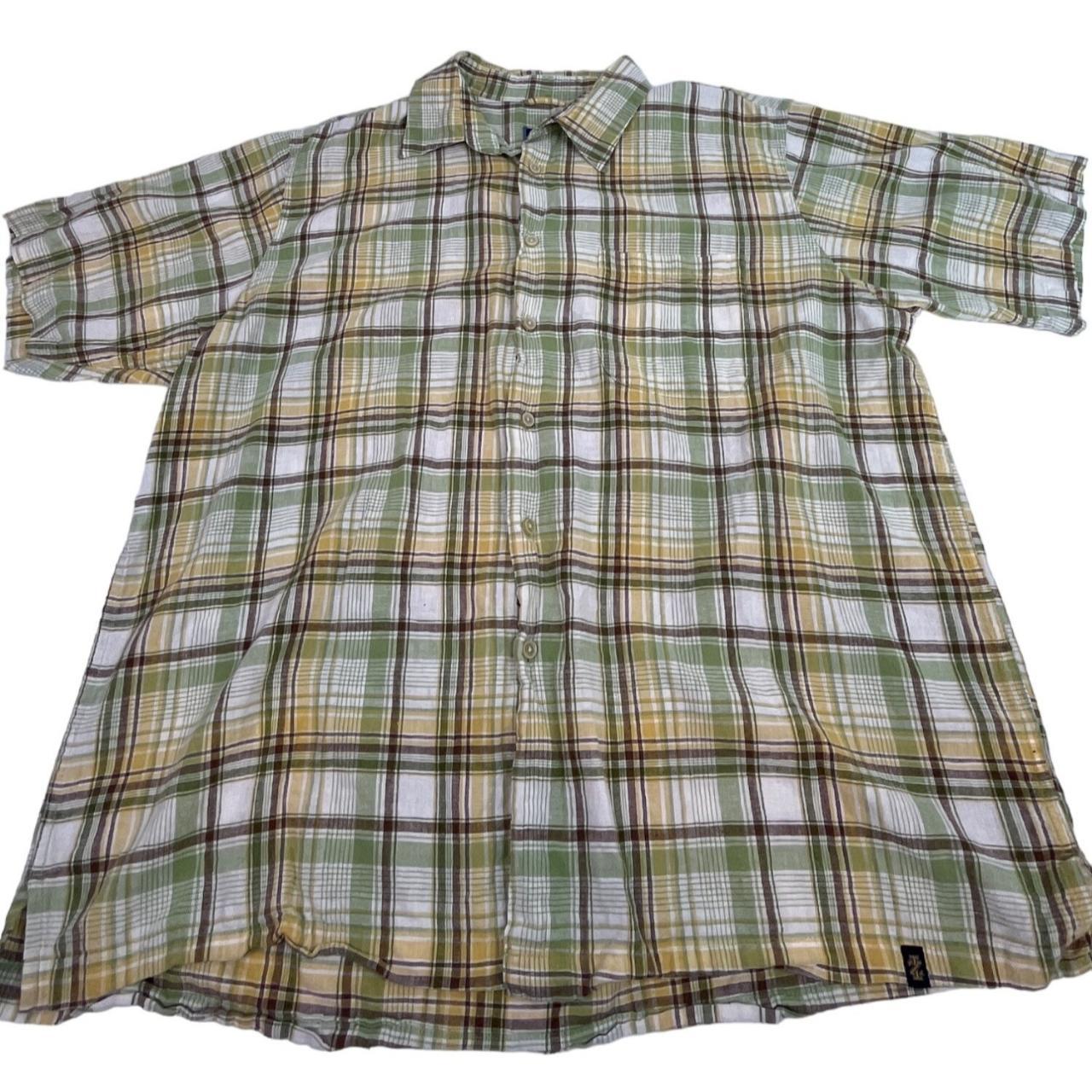 Izod Jeans Men's Button Down Shirt XL Green Yellow... - Depop