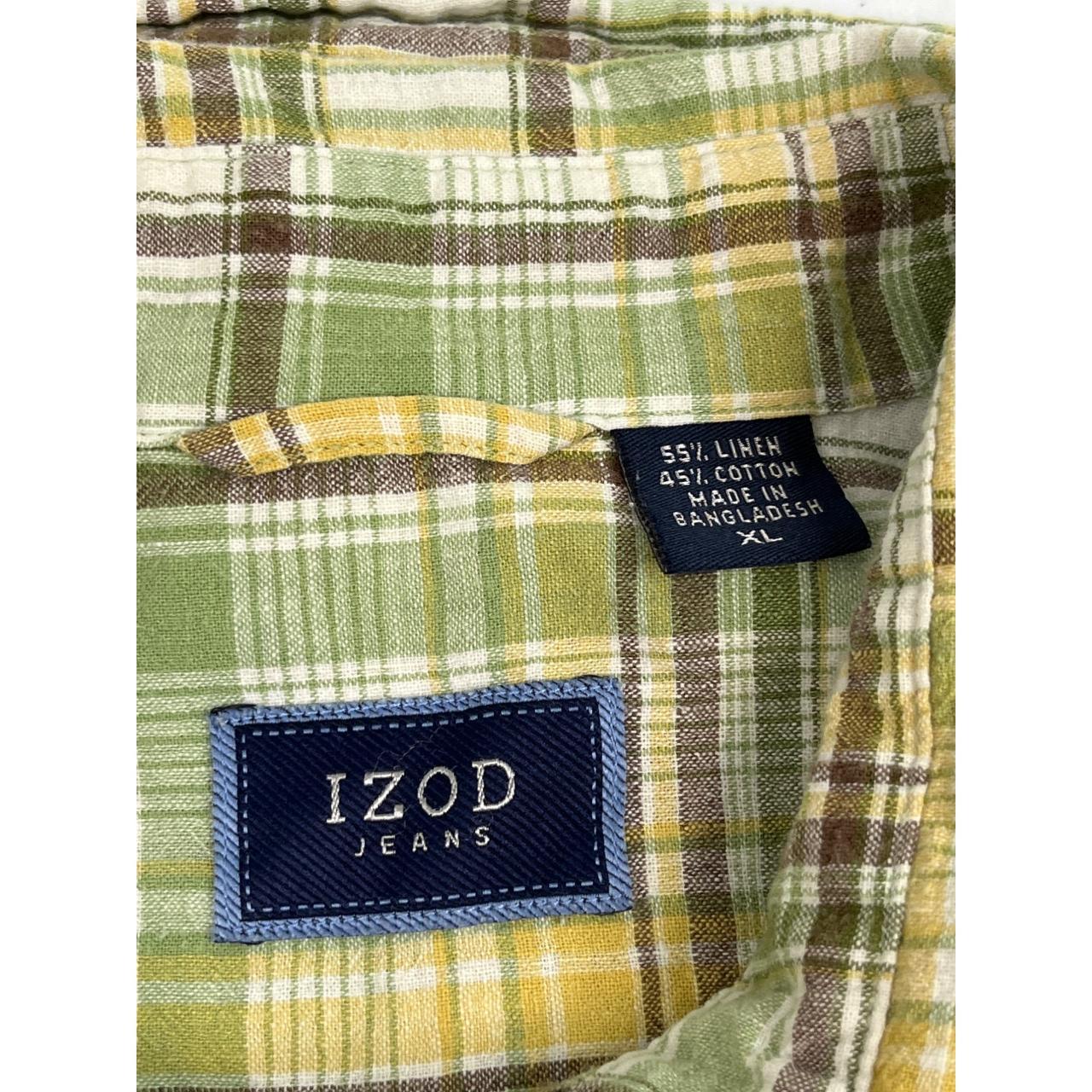 Izod Jeans Men's Button Down Shirt XL Green Yellow... - Depop
