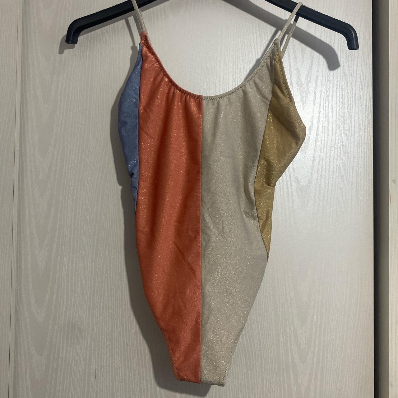 Zara Metallic Bodysuit with Open Back Detail Size... Depop