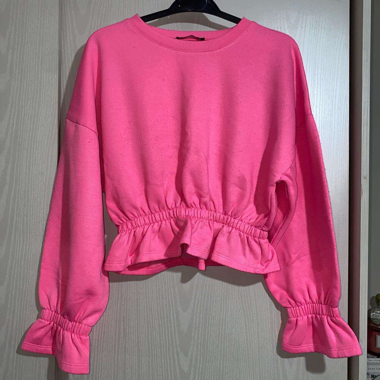 Zara Pink Elasticated Cropped Jumper Worn Twice... Depop