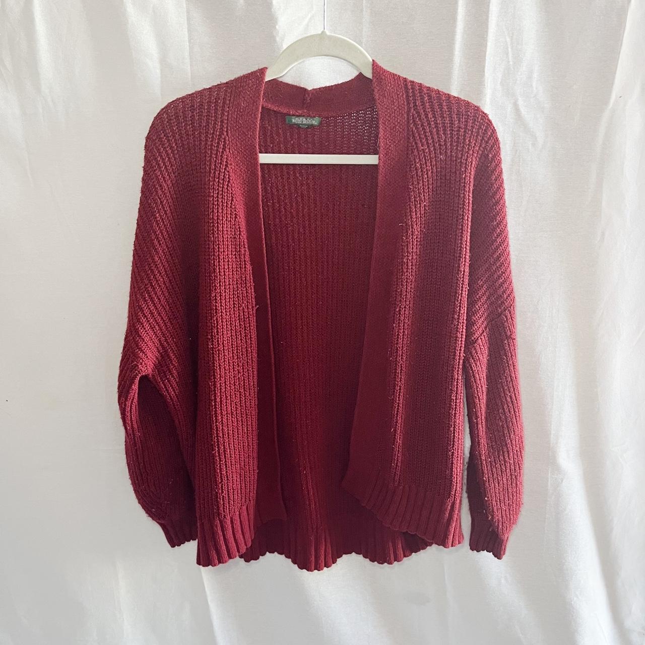 Women's Burgundy Cardigan | Depop