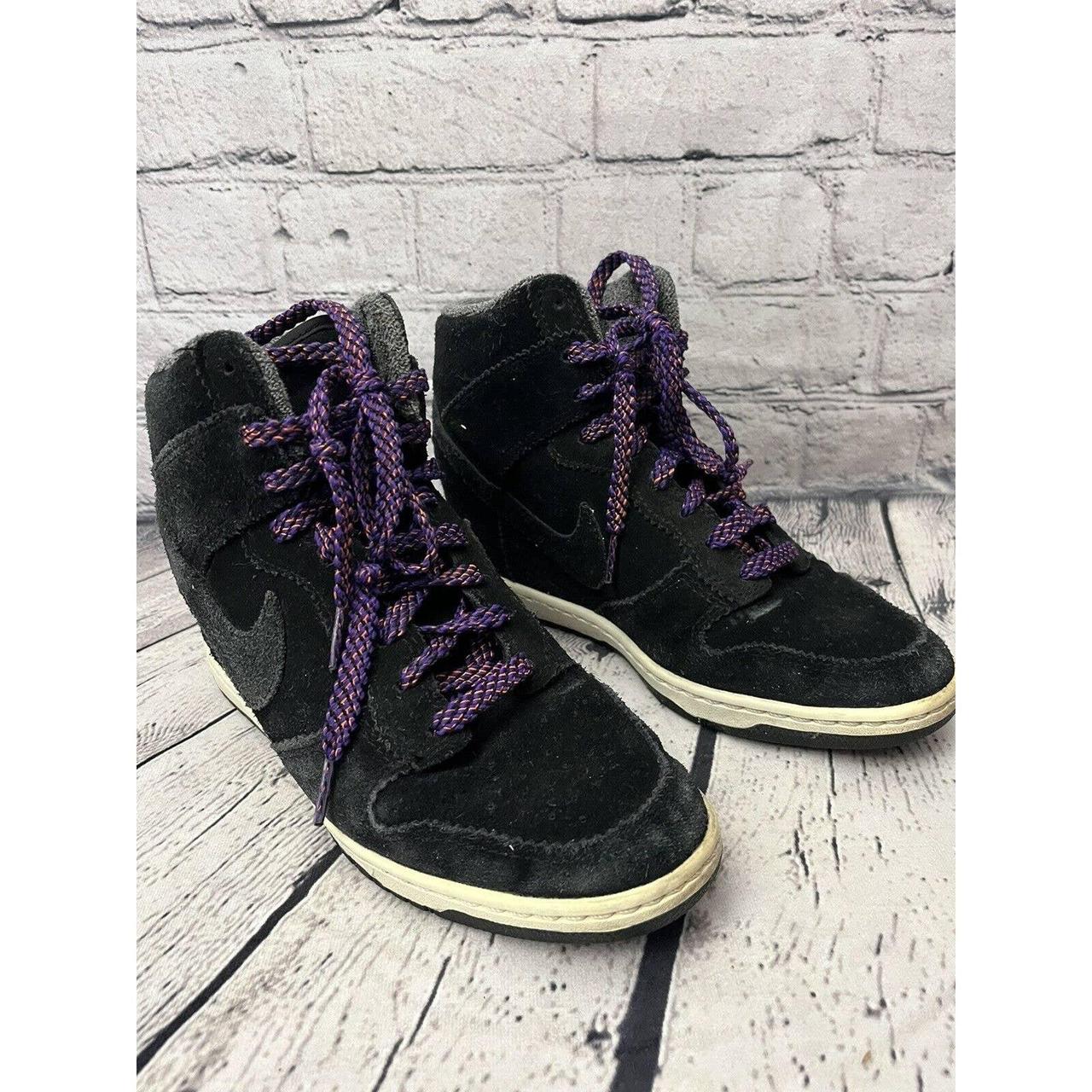 Sz 8 Nike Dunk Sky High 2012 Wedge Heel Suede Black Depop