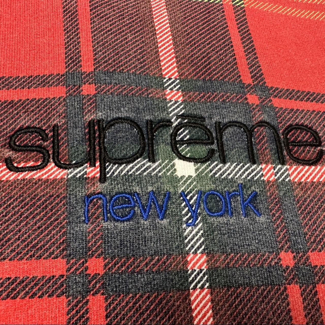 SUPREME PLAID LOGO CREW NECK SWEATSHIRT SIZE XL... - Depop