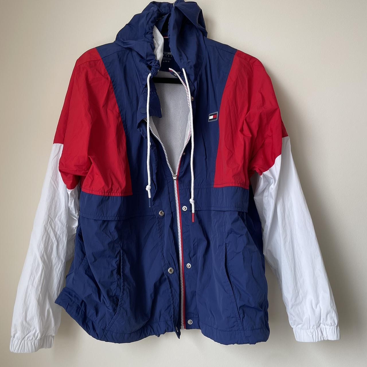 Tommy hilfiger windbreaker on sale red white and blue