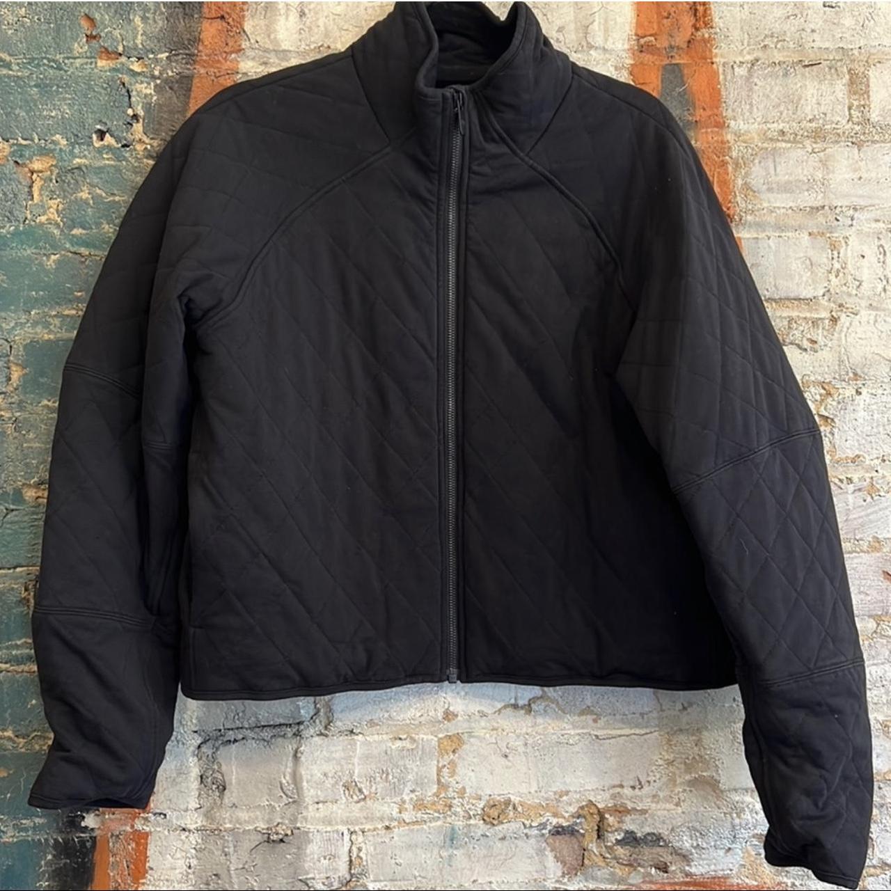 Lululemon quilted jacket size 10. Quilted black - Depop