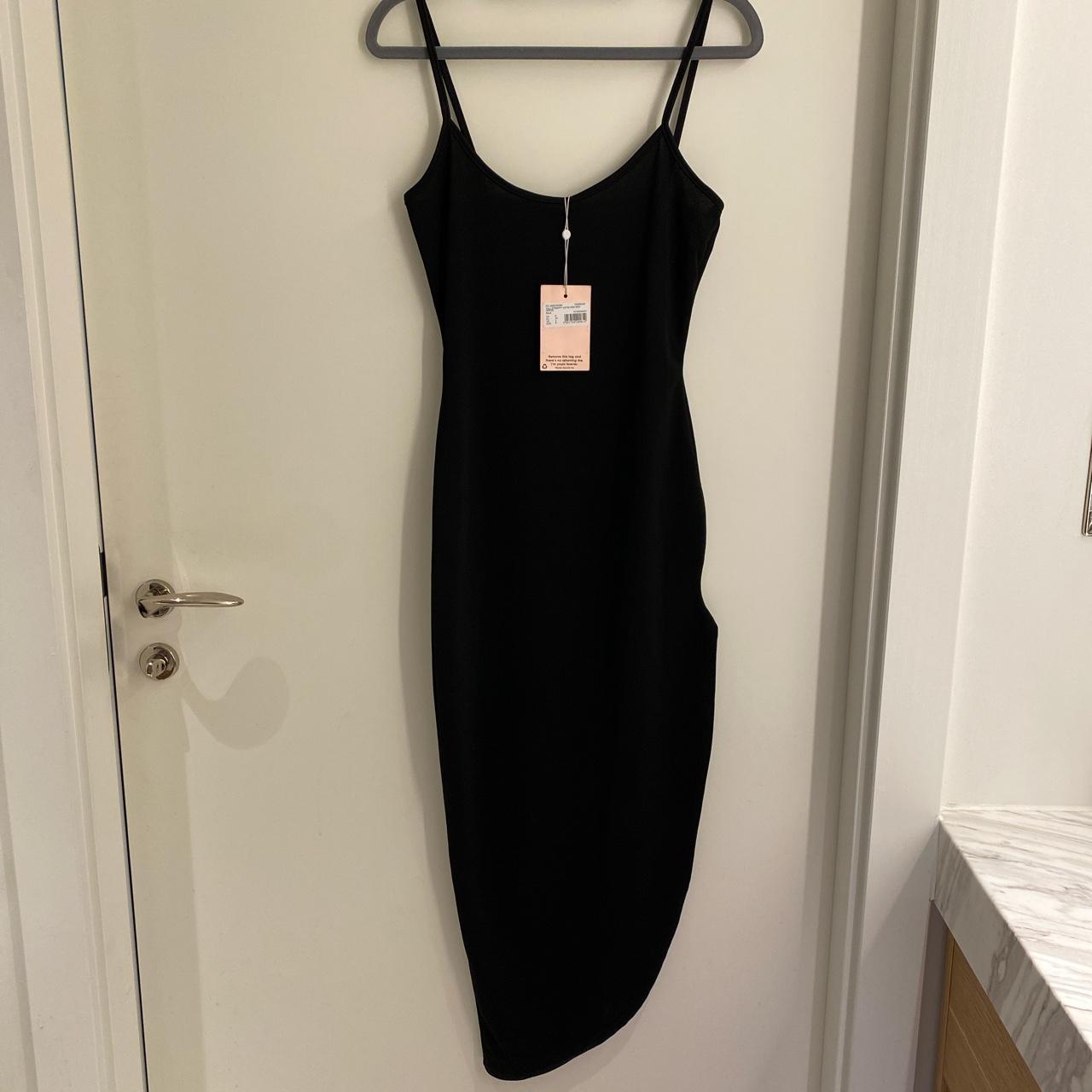 Black Tall Strappy Hem Midi Dress from Misguided,... - Depop