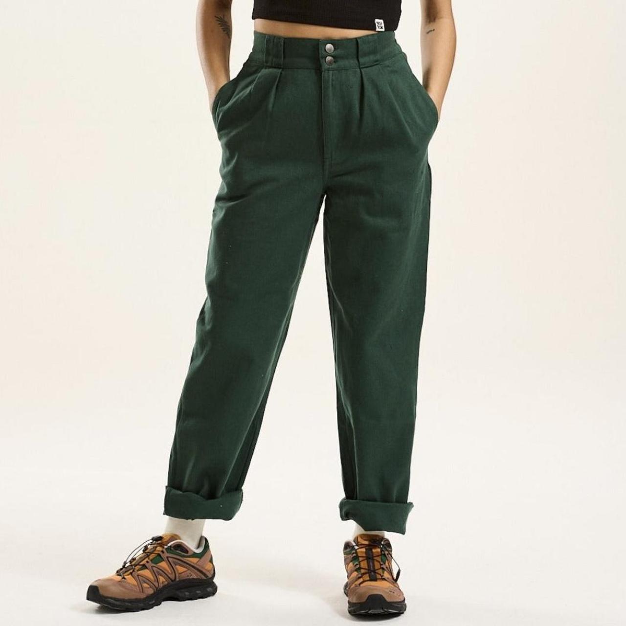 Never worn Lucy & Yak Addison trousers in green.... - Depop