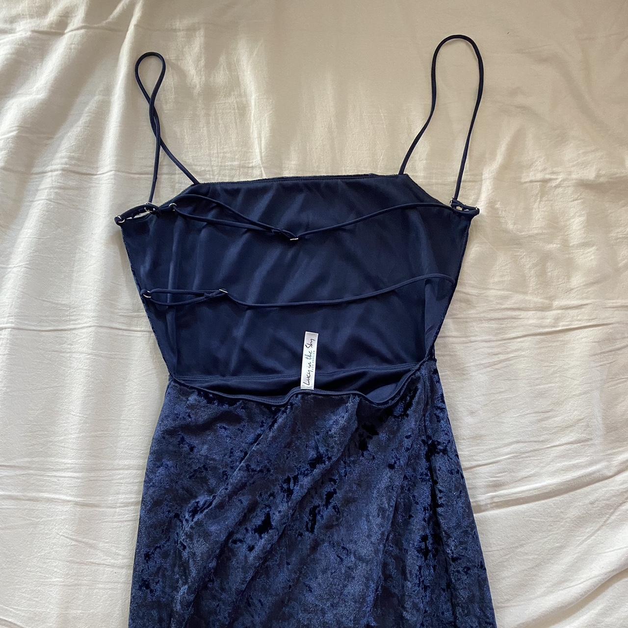 Maxi dress- Lucy In The Sky- Size small velvet, navy... - Depop
