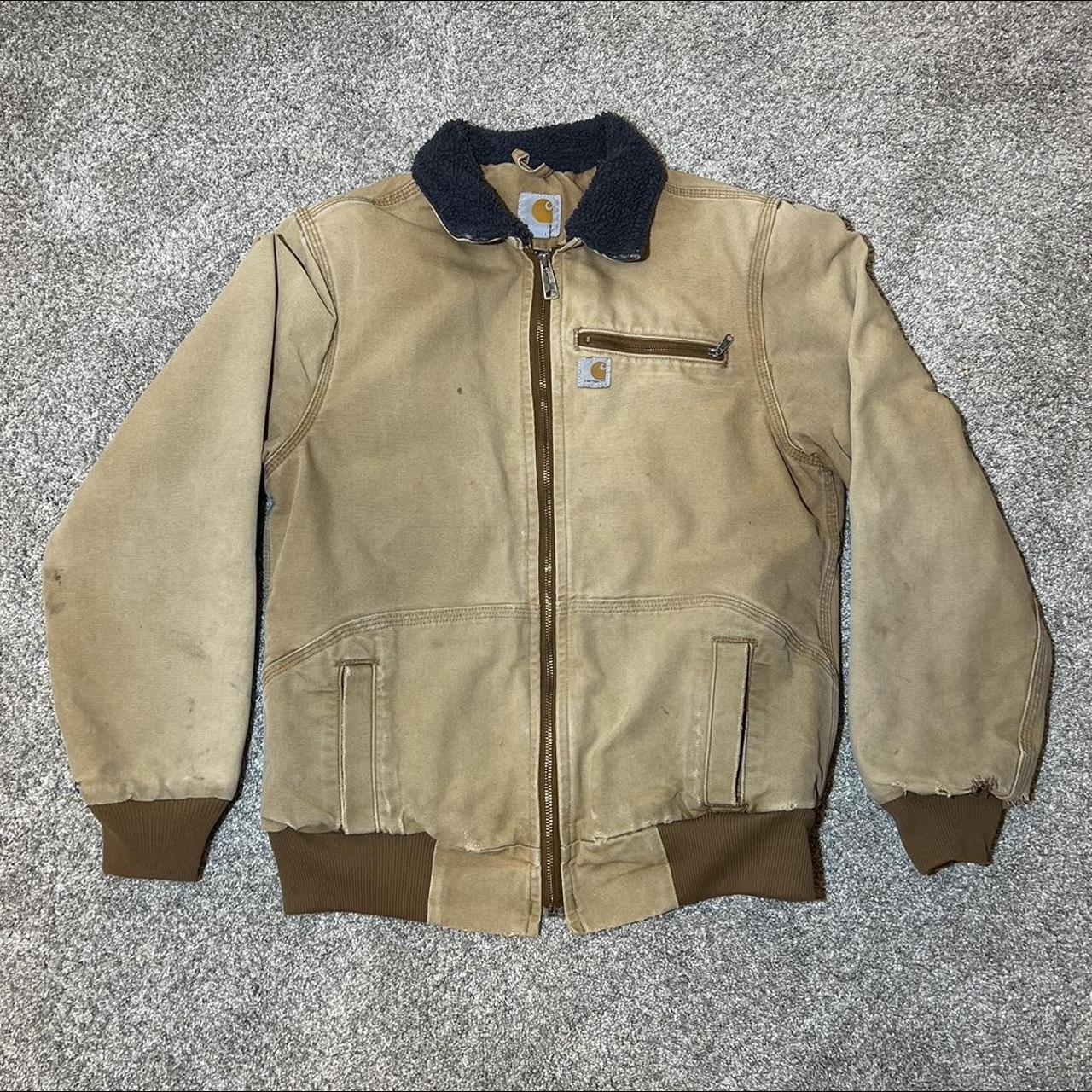 Carhartt Men's Cream and Yellow Jacket | Depop