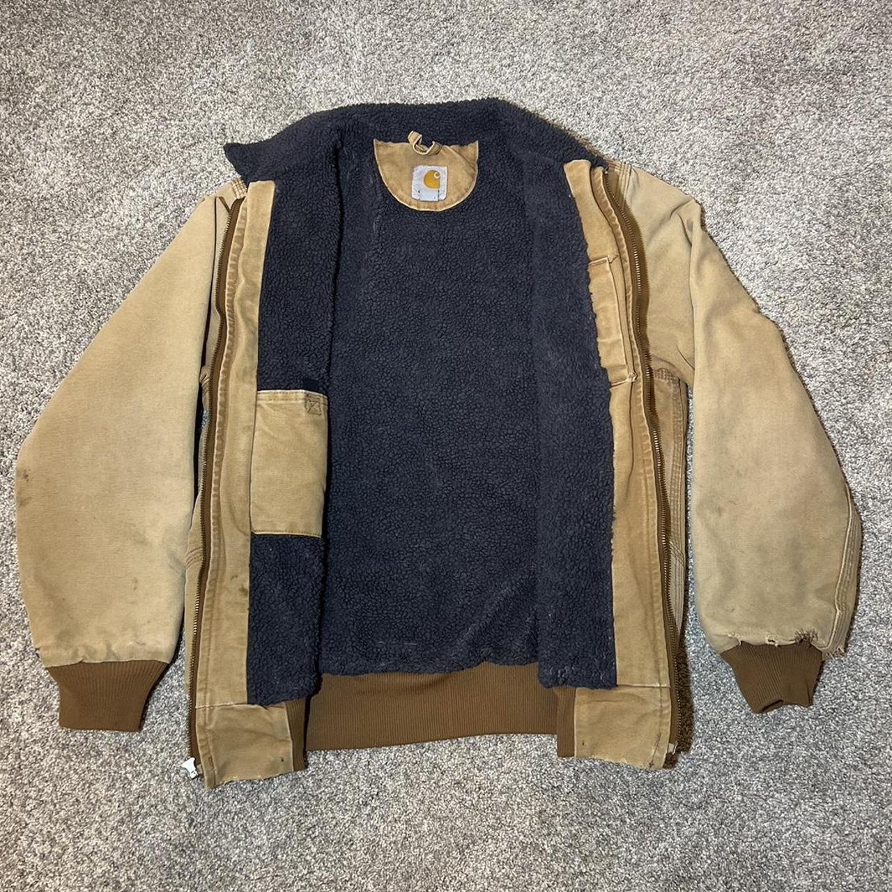 Carhartt Men's Cream and Yellow Jacket Depop