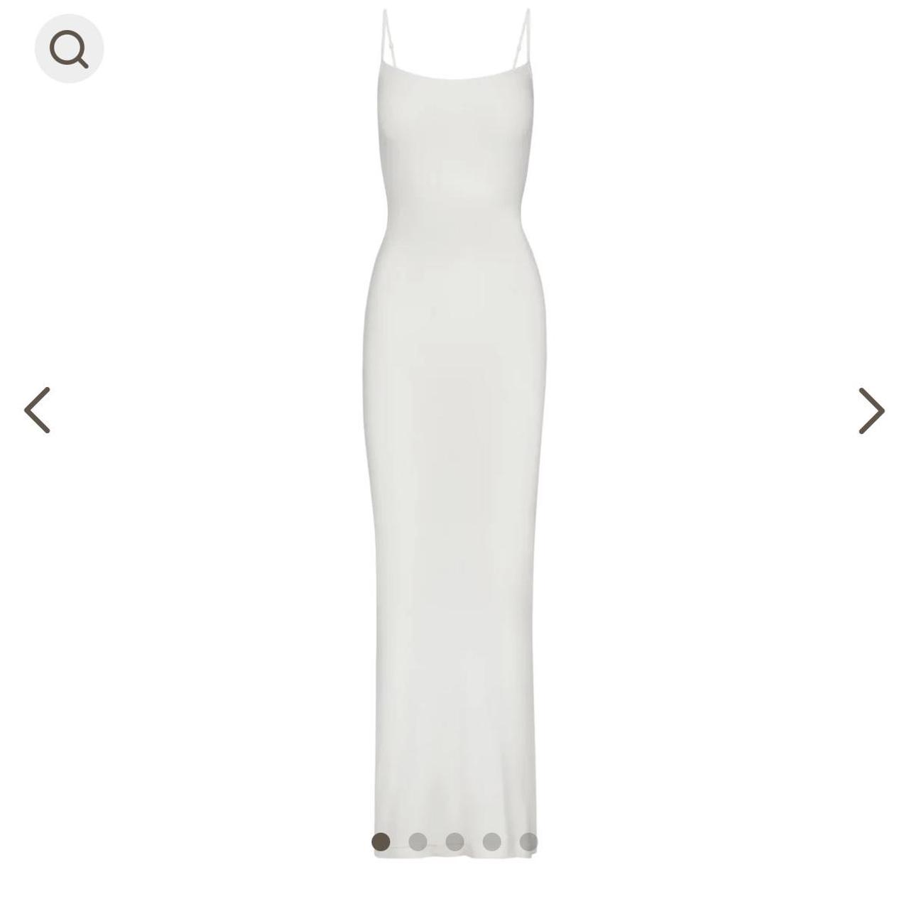 Skims white marble shimmer long lounge slip dress.... - Depop