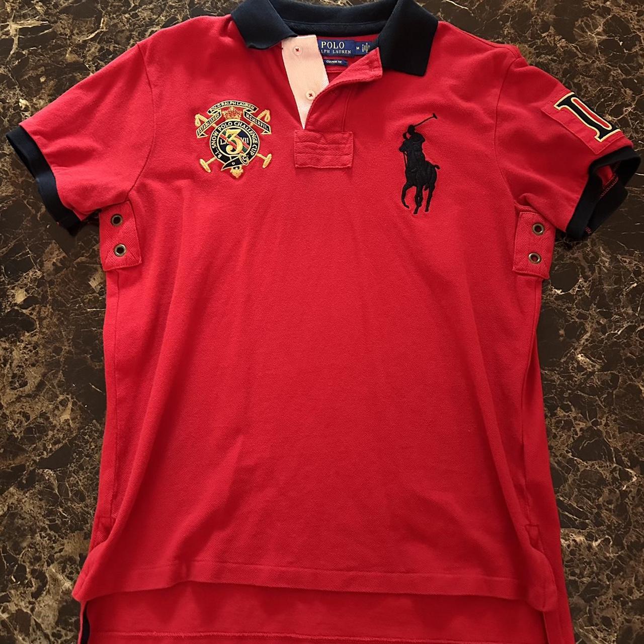 Black polo shirt with red clearance horse