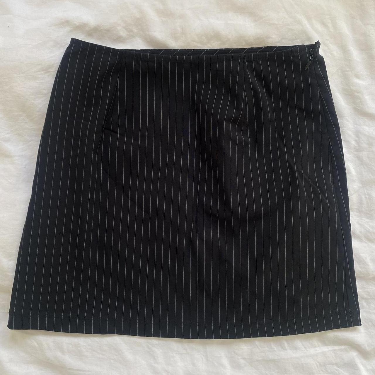 Brand New Black Pinstripe Mini Skirt Size 6 - Depop