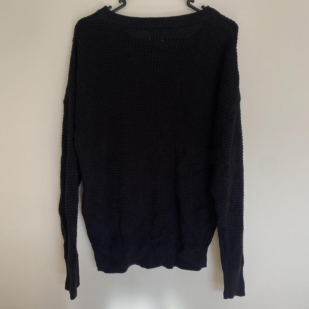 Black Oversized Waffle Knit Sweater - Depop