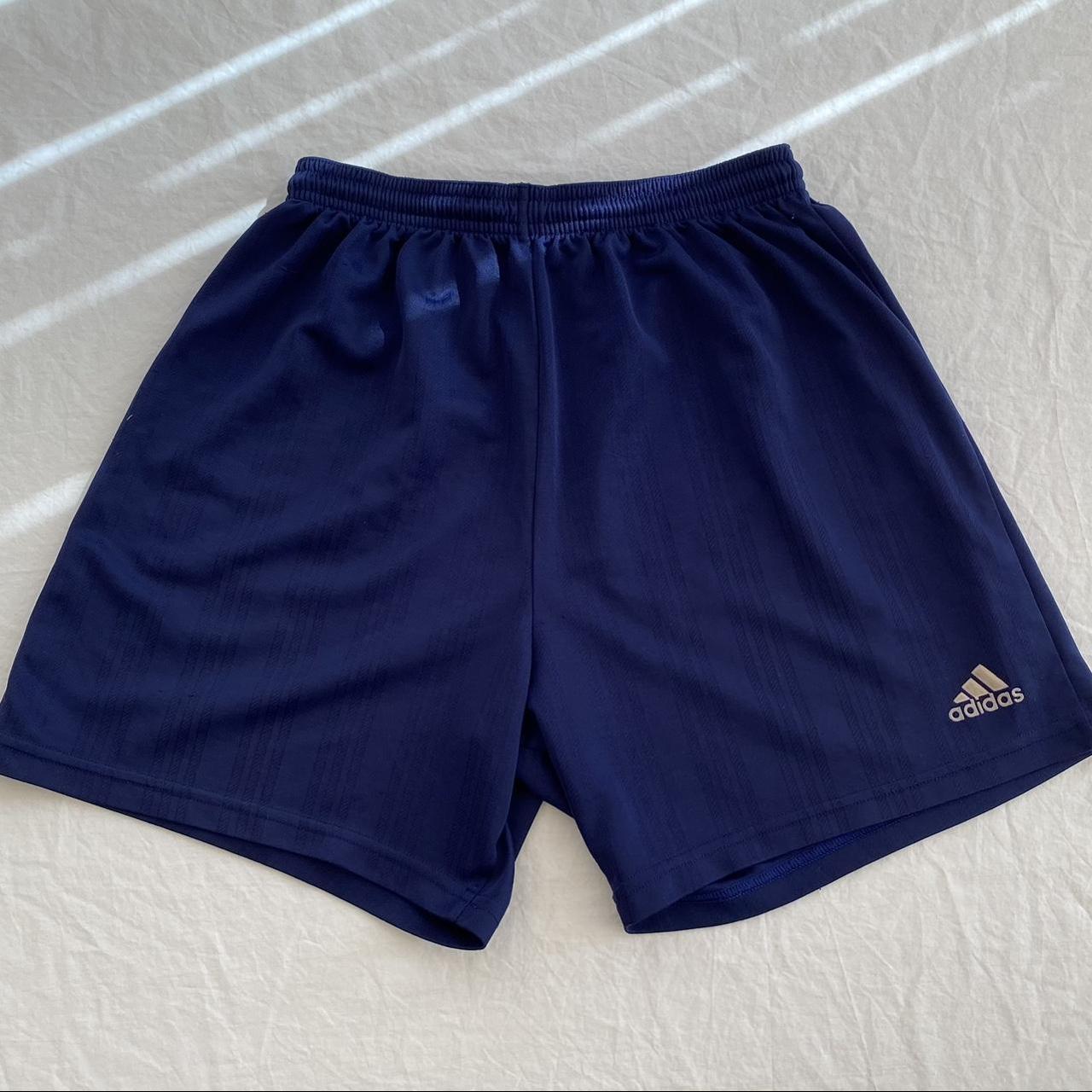 Navy Blue Striped Y2K Adidas Shorts Size 30” Waist... Depop