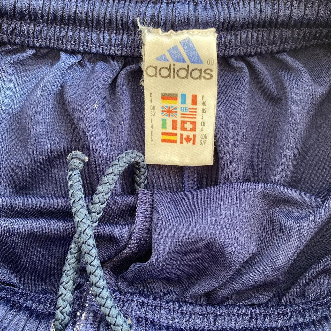 Navy Blue Striped Y2K Adidas Shorts Size 30” Waist... - Depop