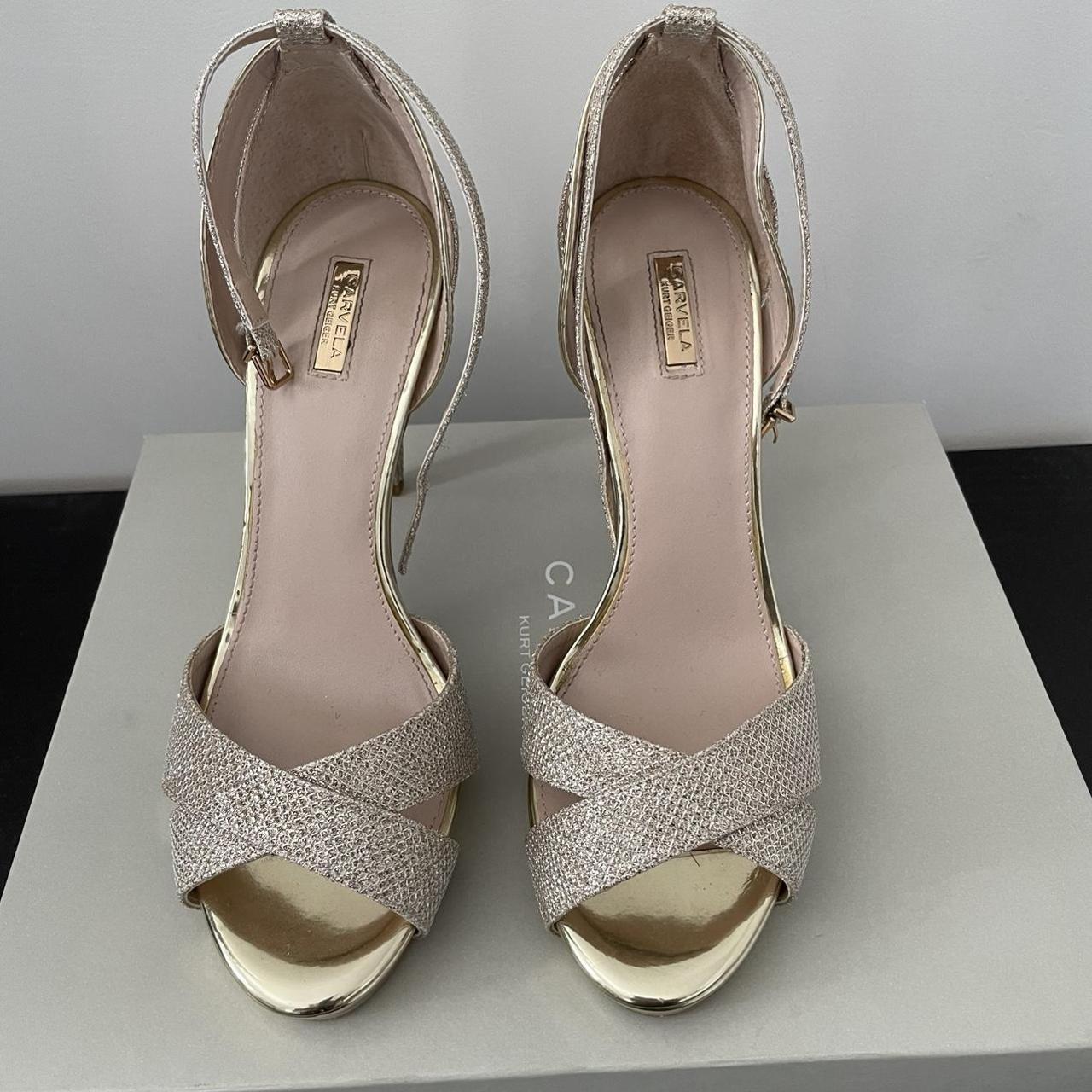 Carvela Women's Gold Sandals | Depop