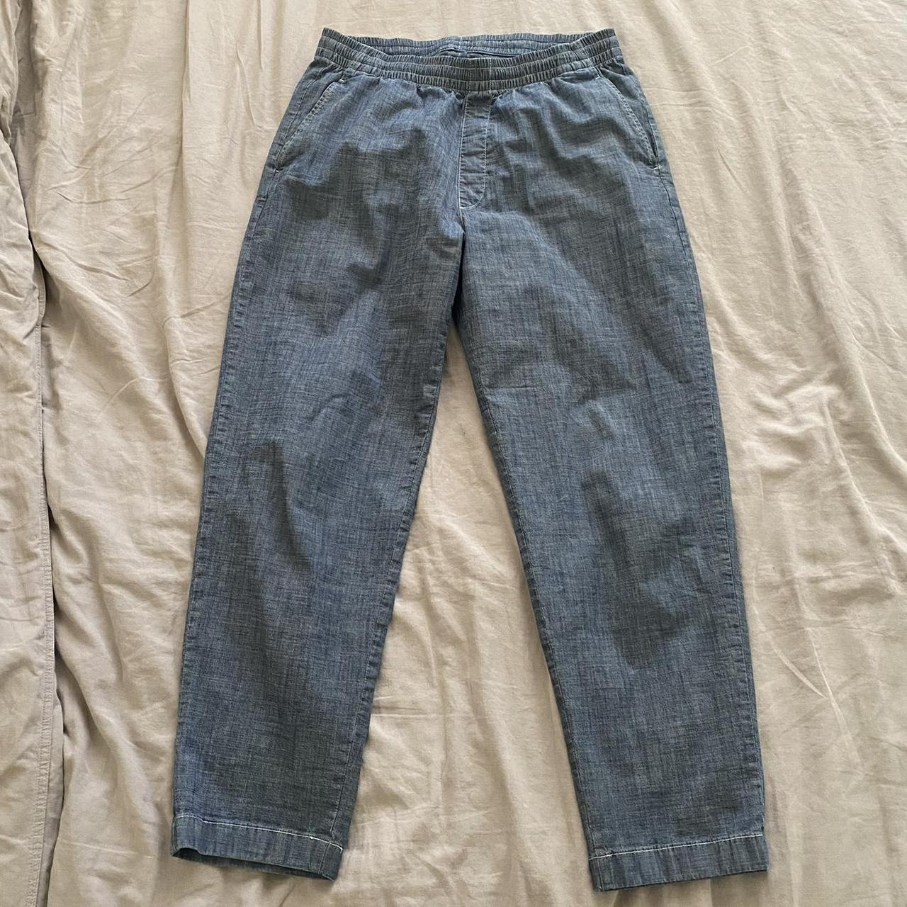 Uniqlo blue pants amazing condition size M (30-33... - Depop