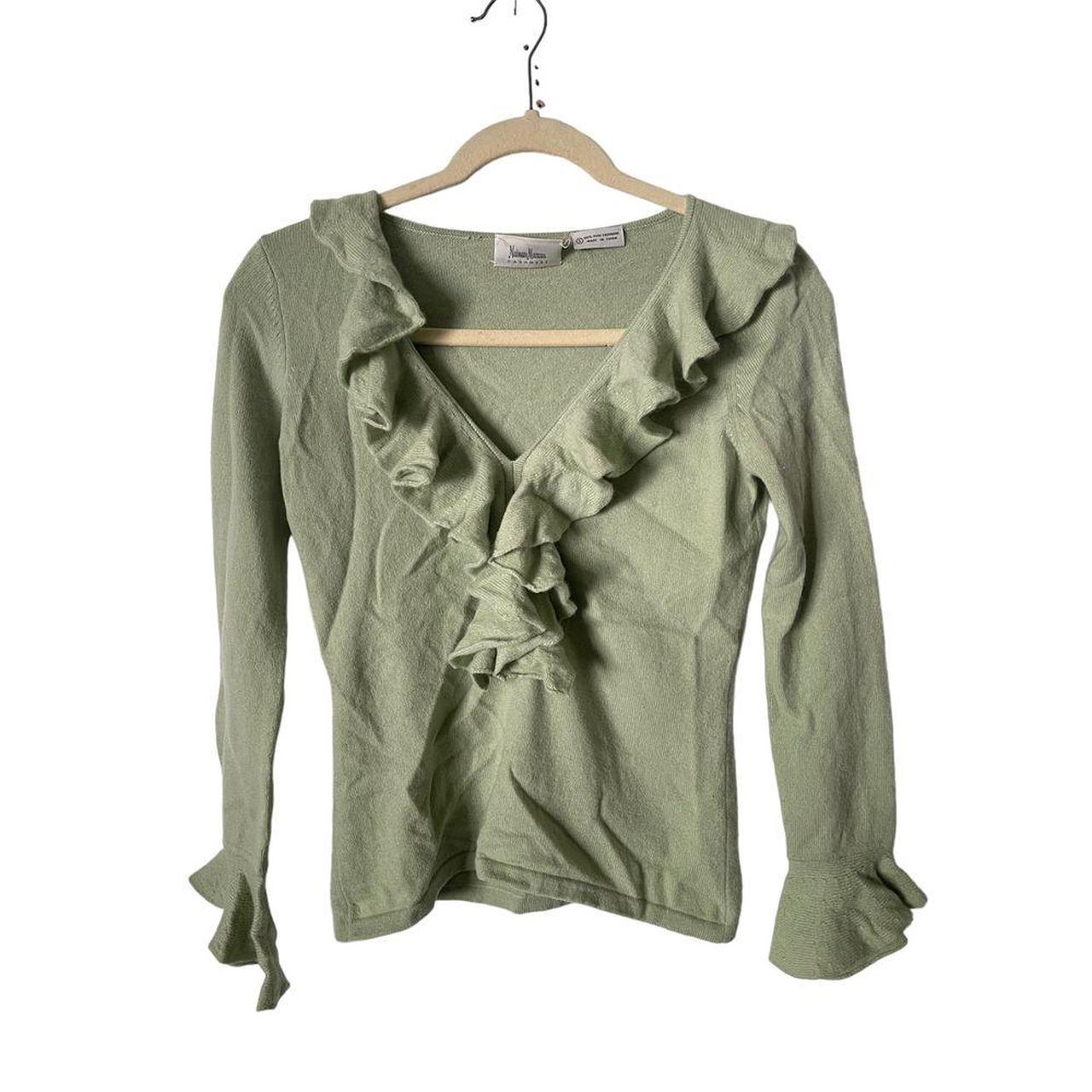 Neiman marcus outlet green cashmere small sweater