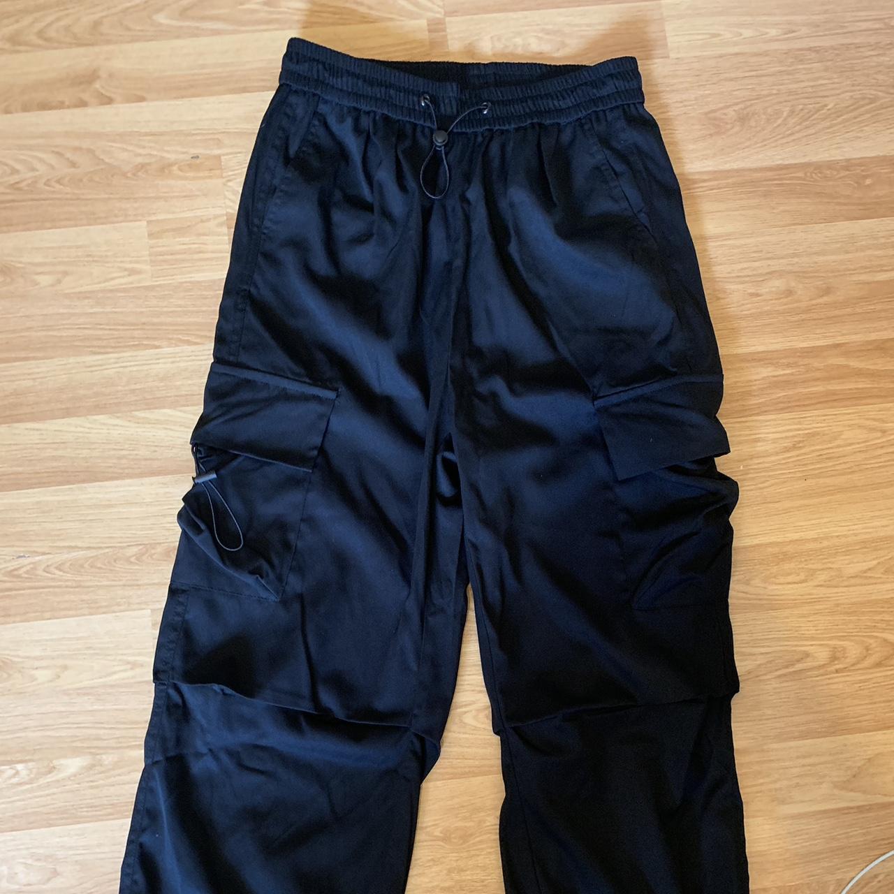Black parachute Pants #cargos #parachute pants... - Depop