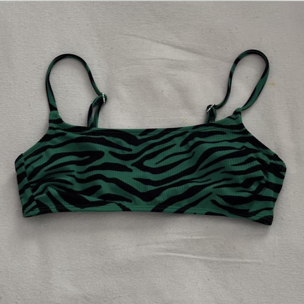 green zebra print bikini from target ribbed size m Depop