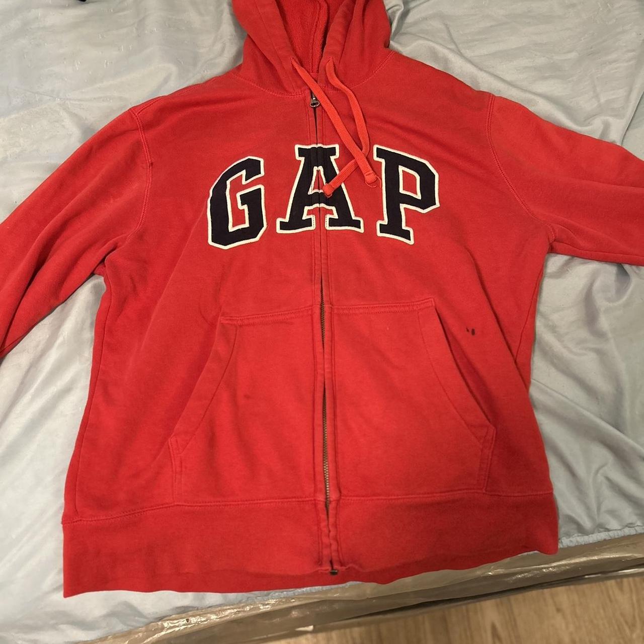 Red gap hoodie size M. The only flaws is there’s a... - Depop