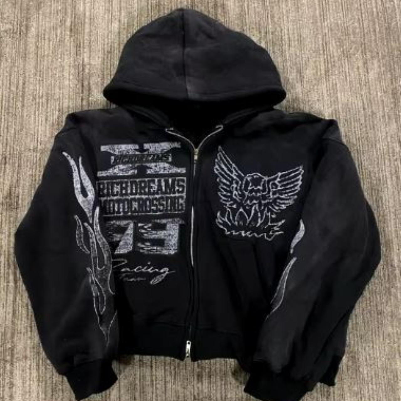 black and grey zip up hoodie zip up hoodie design... Depop