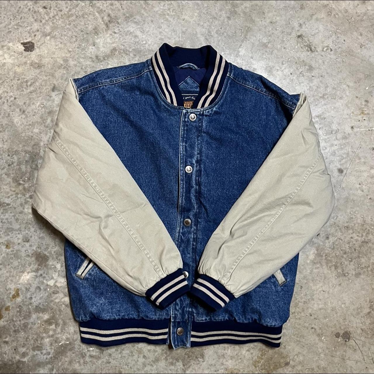 Route 66 Men's Tan and Blue Jacket | Depop