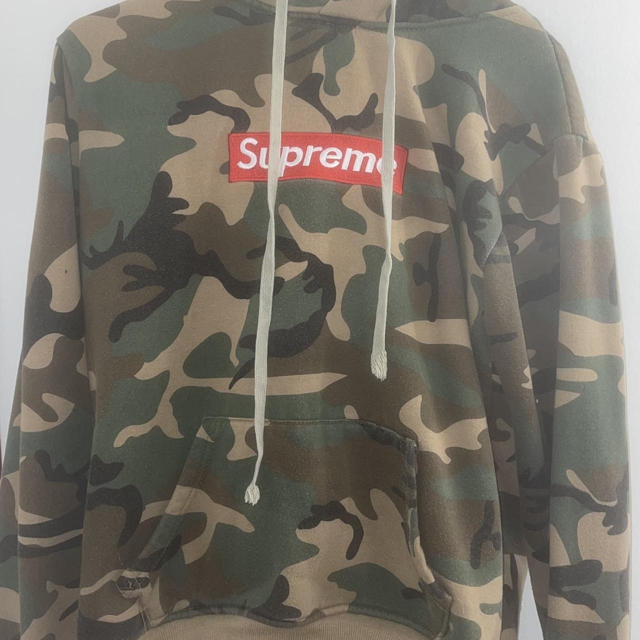 Camo supreme hoodie size small and taking offers - Depop