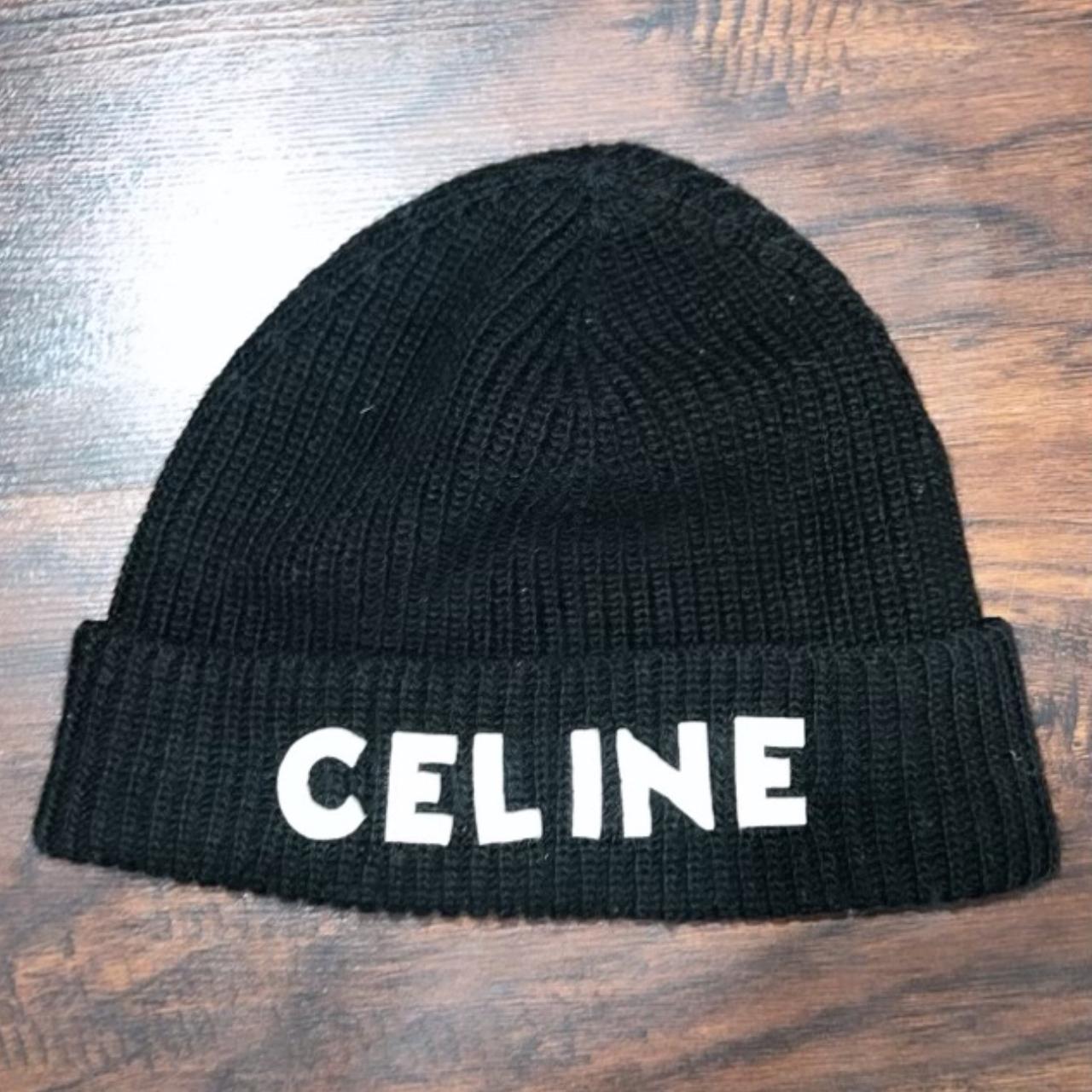 CELINE EMBROIDERED BEANIE IN RIBBED FELTED WOOL | Depop