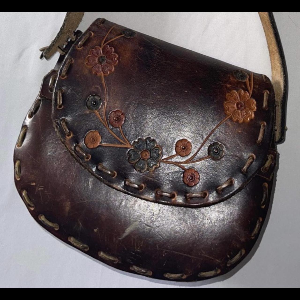 Vintage 1960 - 1970’s Leather Hand Tooled Boho... - Depop