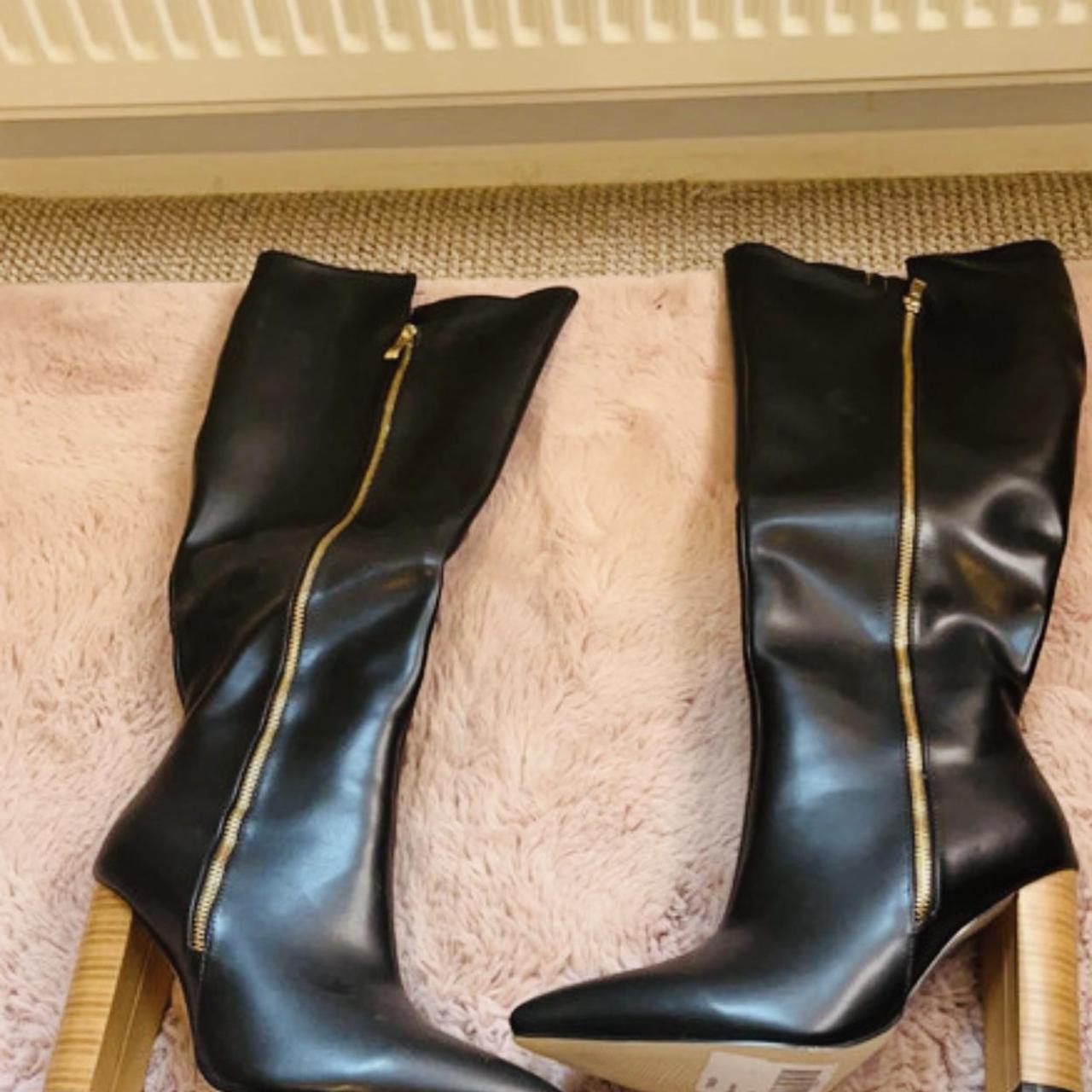Raid London leather knee boots only used once bought... - Depop