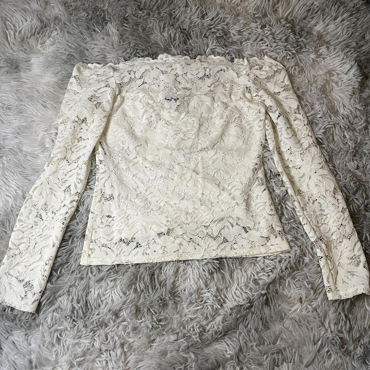 Marciano white lace long sleeve shirt - Depop