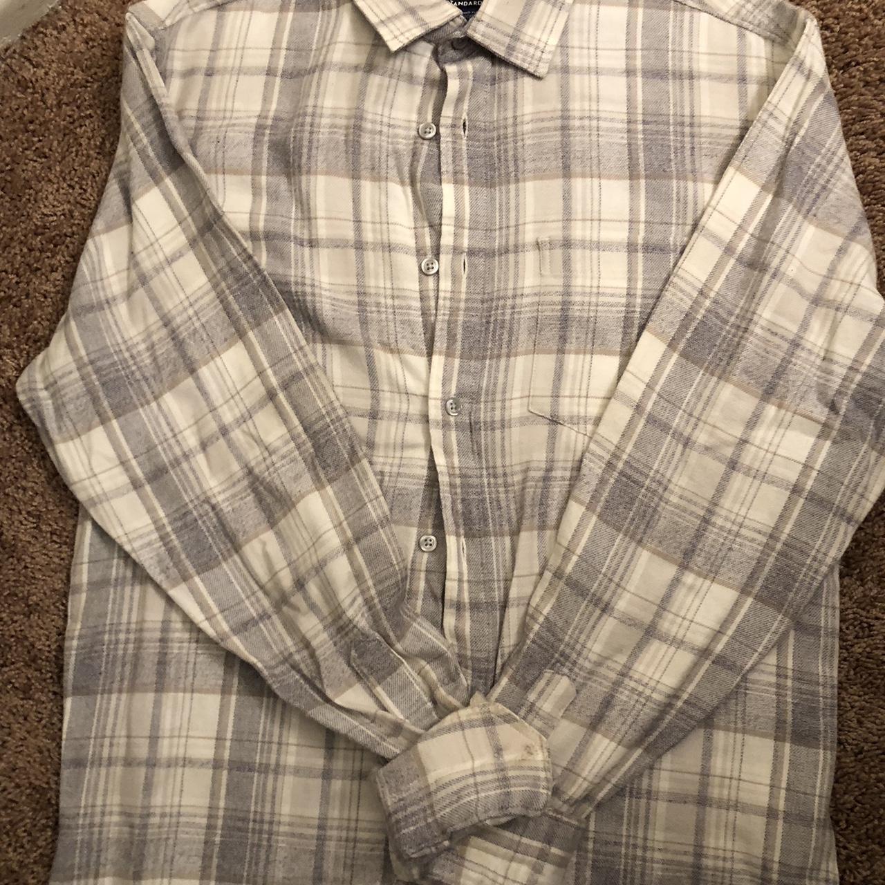 Apt. 9 Men's Grey and White Shirt Depop