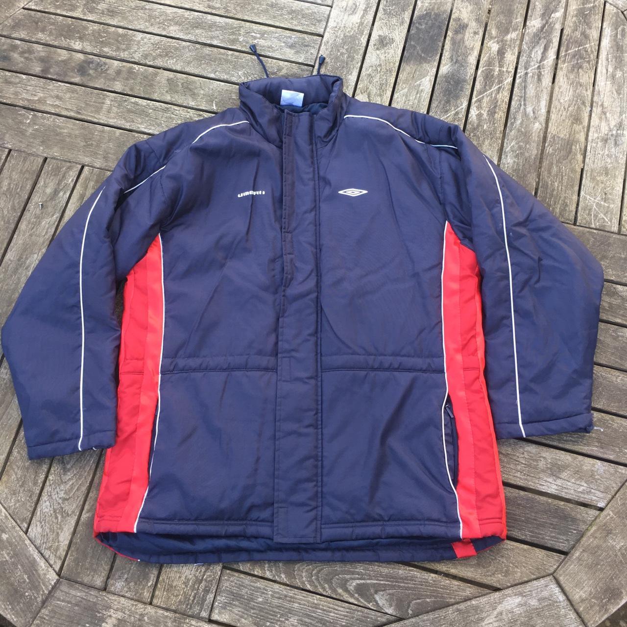 Vintage Umbro Football Puffer Coat Size XL Minor... - Depop