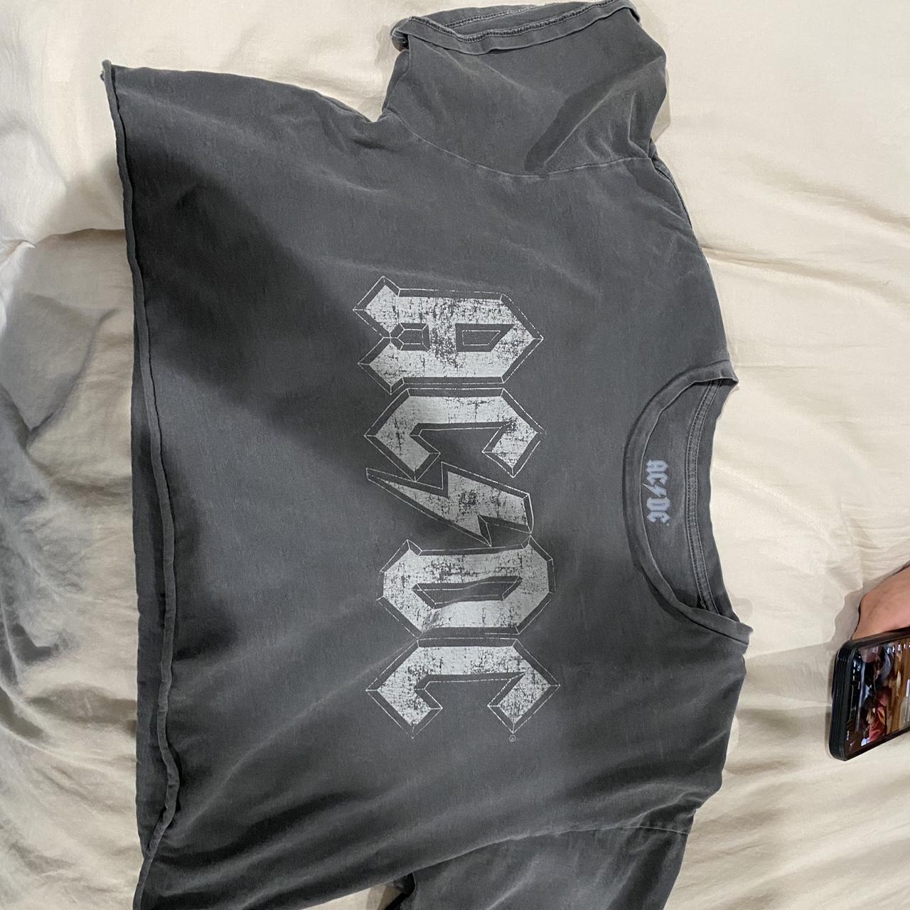 Urban Outfitters Grey AC/DC Graphic crop... | Depop