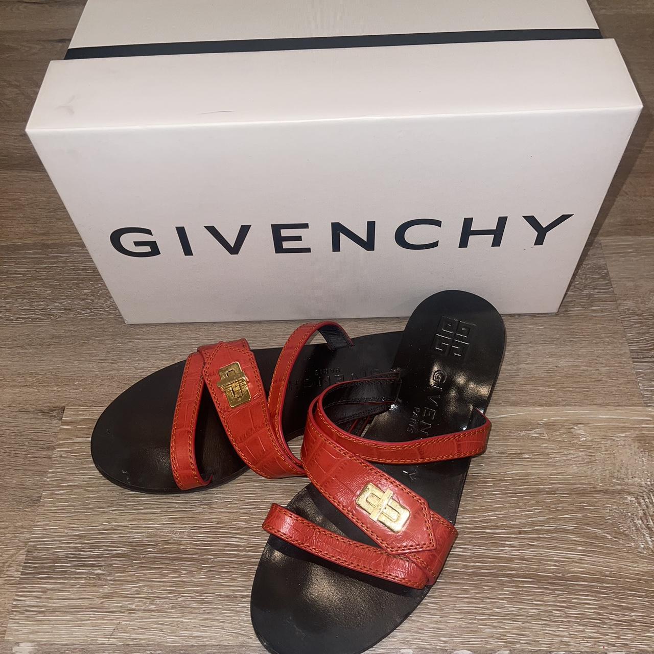 Givenchy leather snake skin burnt orange sandal Depop